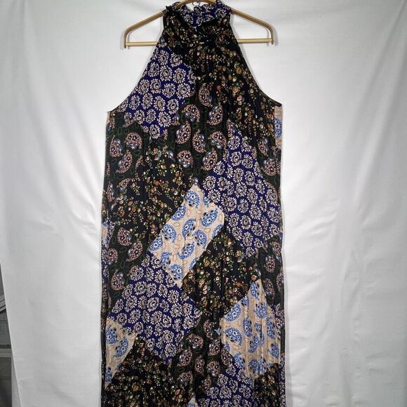 Maeve Anthropologie Multicolor Halter Paisley Patchwork Katrina Maxi Dress Large - Picture 2 of 10